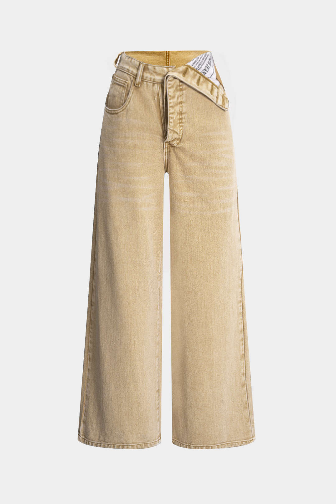 Dina - Calça de Ganga Assimétricas de Cintura Alta