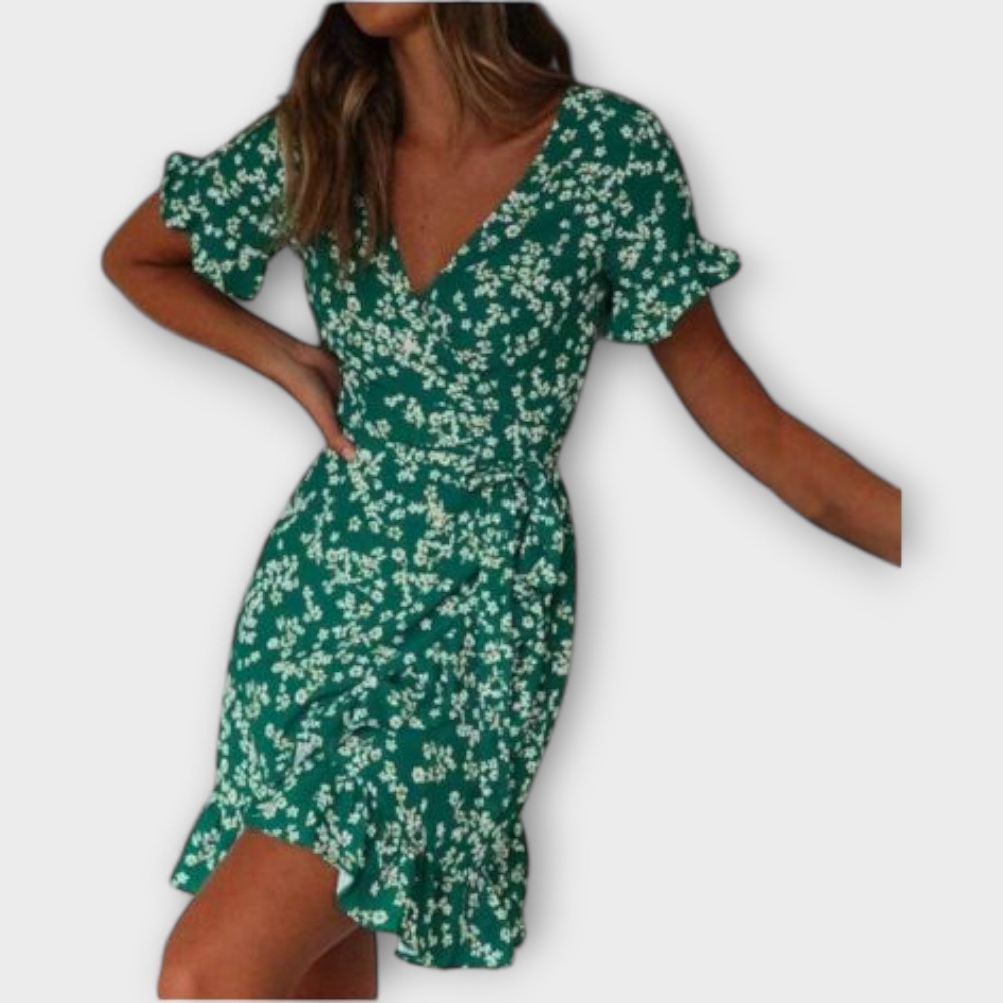 Dalila - Vestido Curto Boho Em Verde