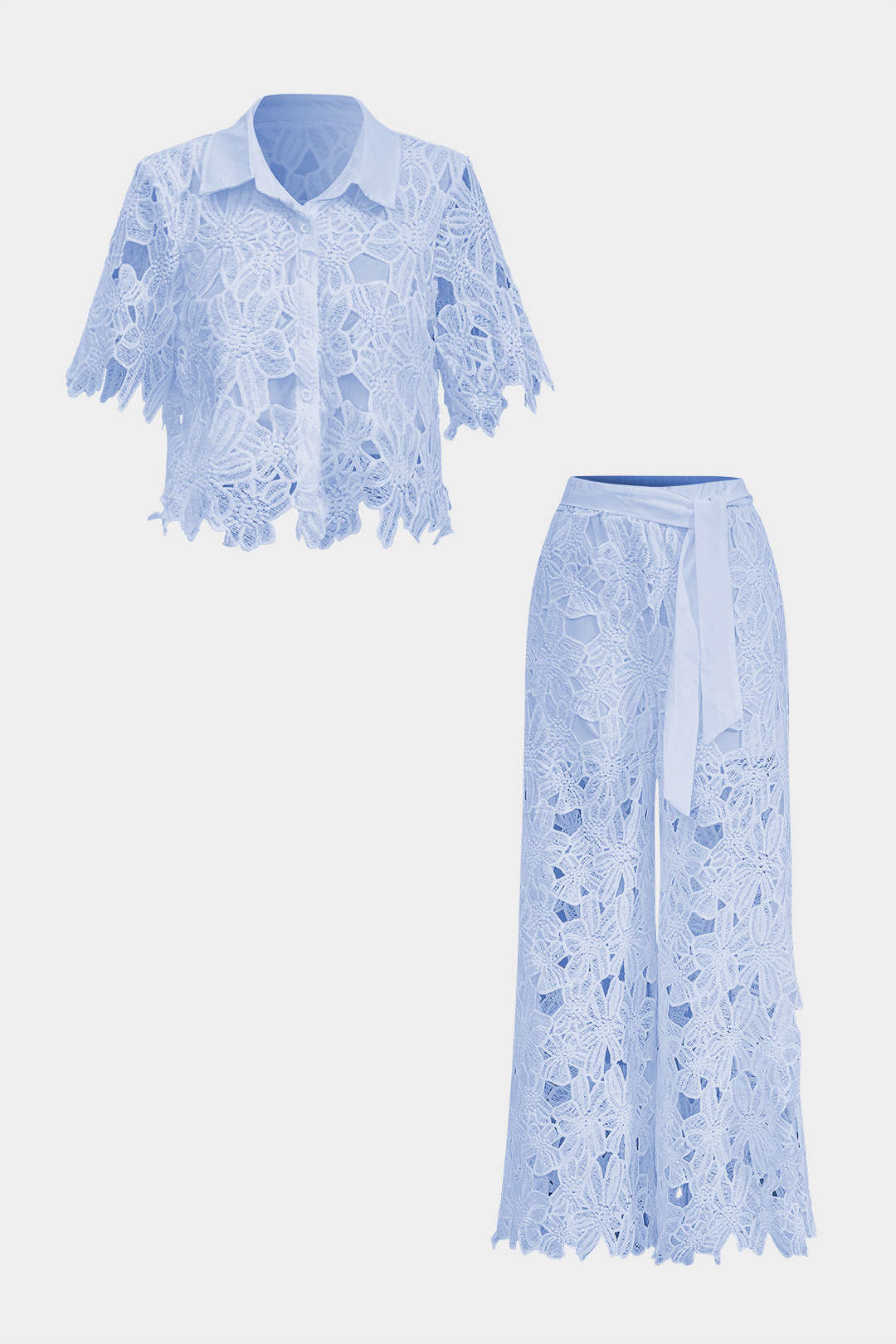 Celina- Conjunto Top Renda & Calças com Laço