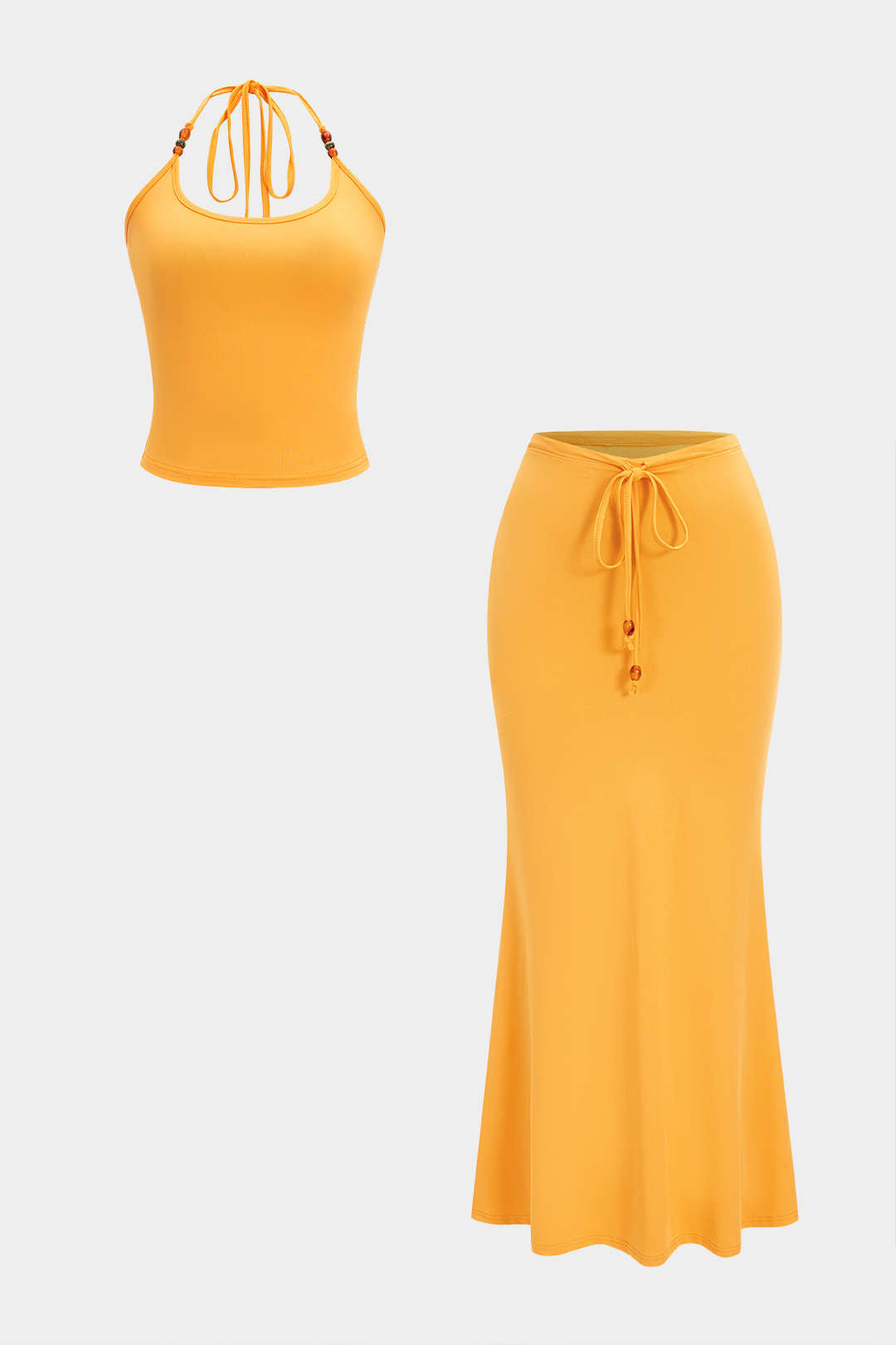 Mara - Conjunto de Top de Alças com Detalhes em Costura e Saia