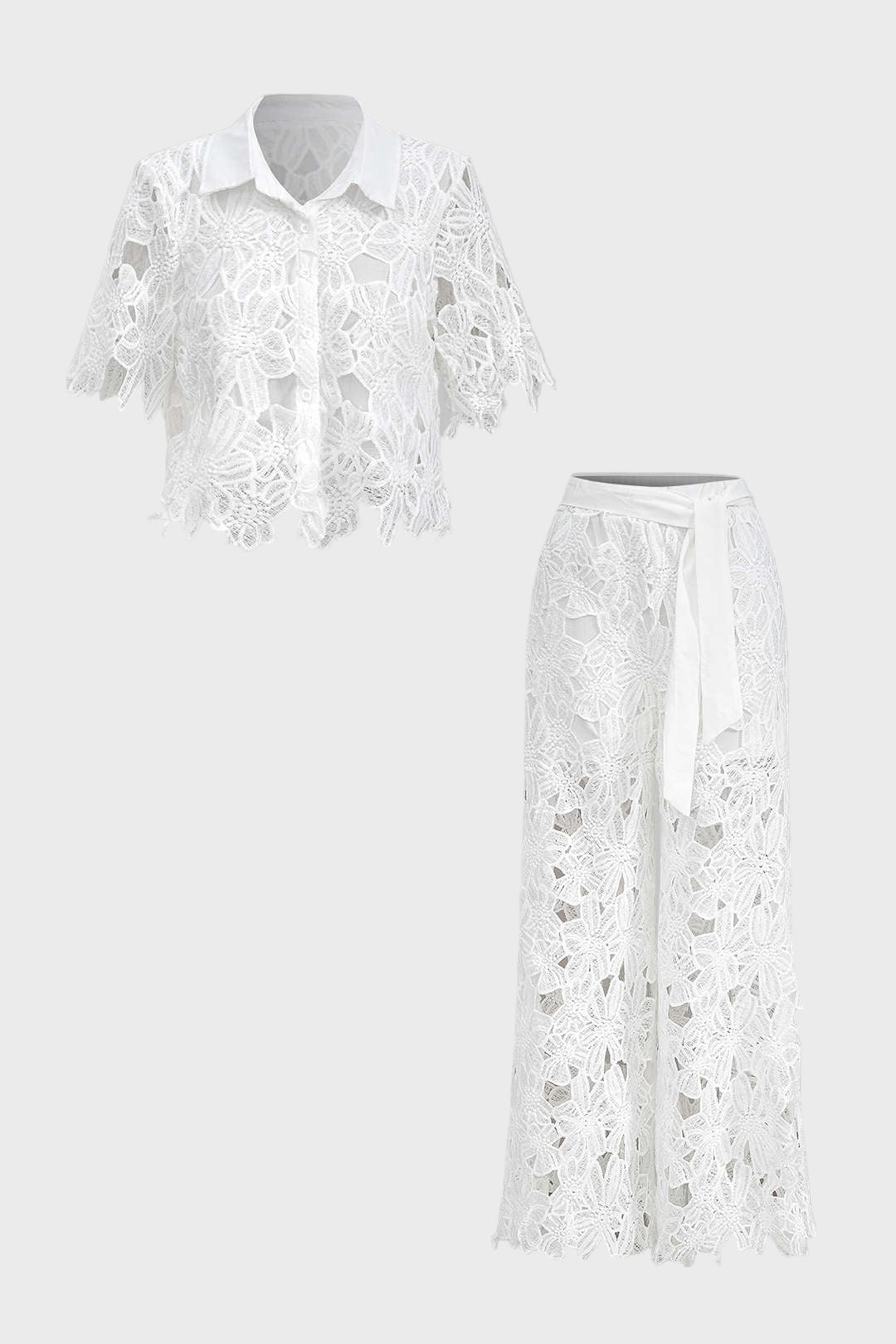 Celina- Conjunto Top Renda & Calças com Laço