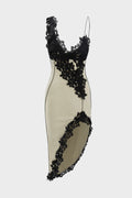 Alexandra - Vestido Médio Assimétrico com Rendas e Painéis Elegantes