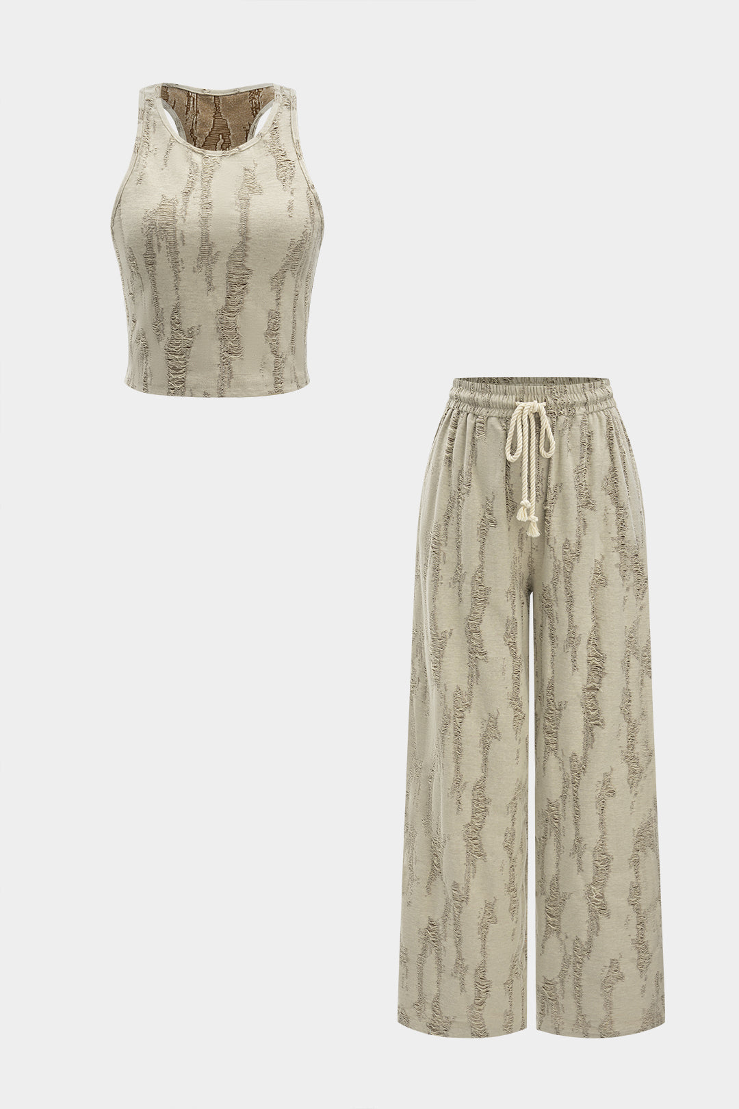 Soraia - Conjunto Top Sem Mangas & Calças com Cordão