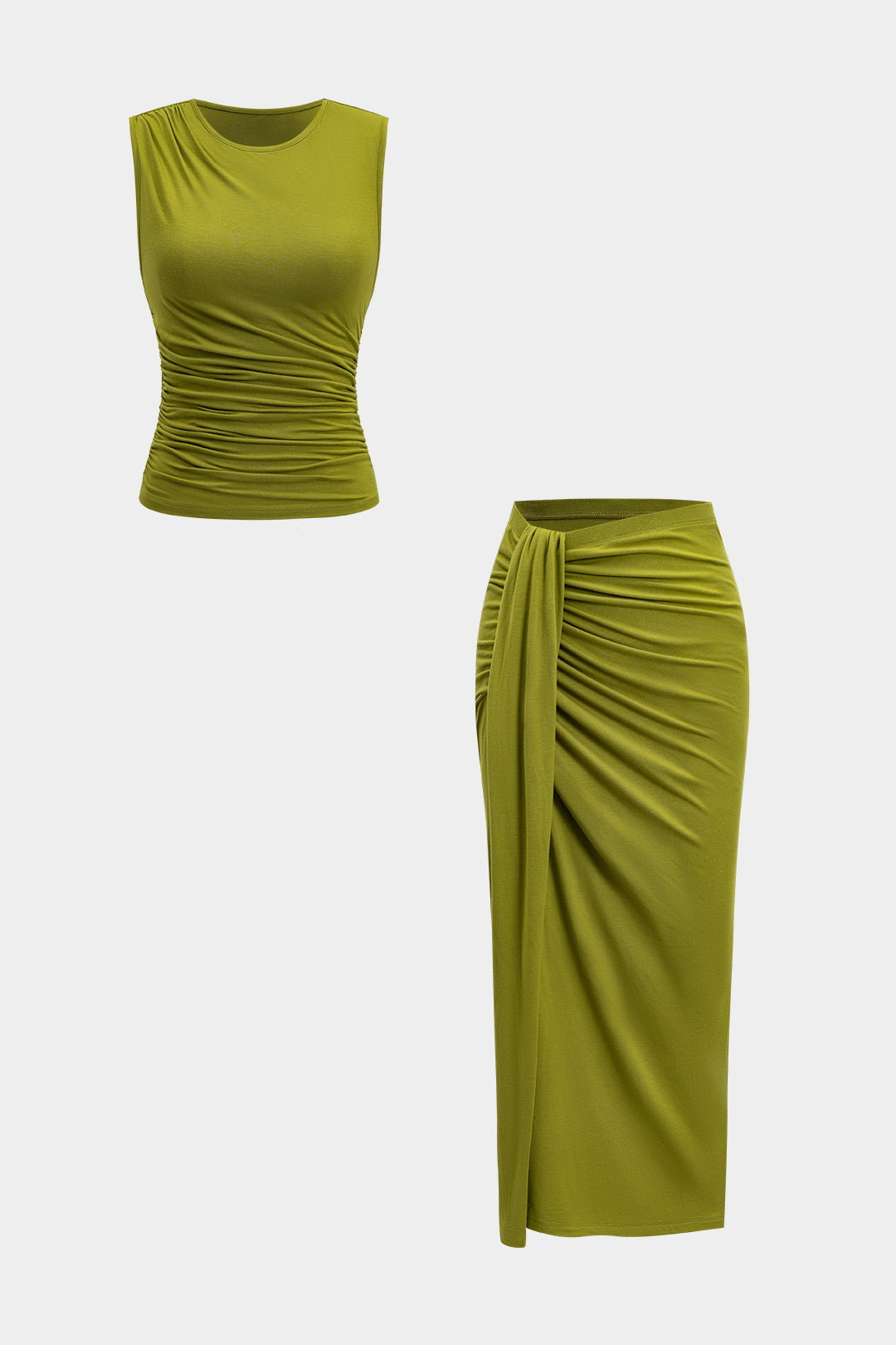 Celeste - Conjunto de Top com Alças e Saia com Detalhe de Nó