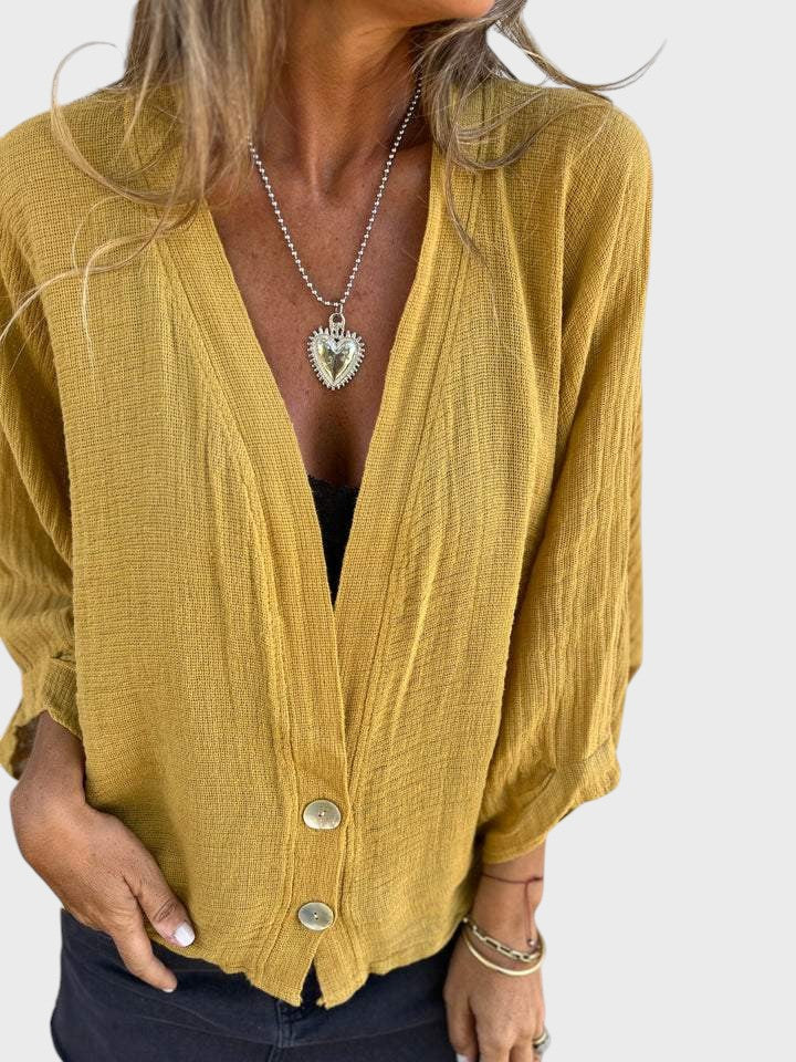 Cristina - Camisa Casual em Algodão e Linho