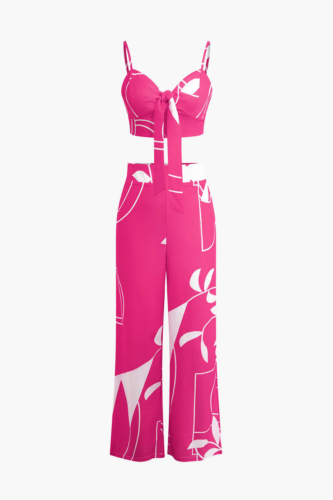 Vera - Conjunto Cami com Nó e Calças Tropicais