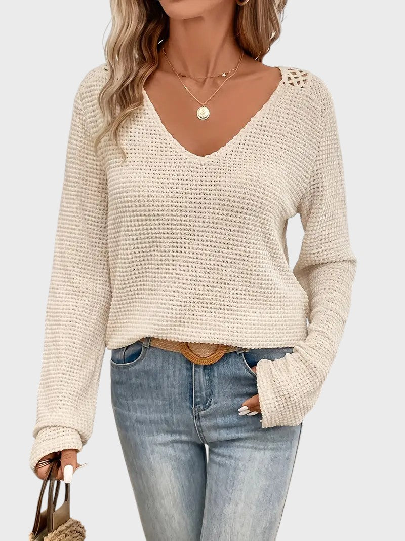 Angélica - Blusa Sofisticada com Decote em V