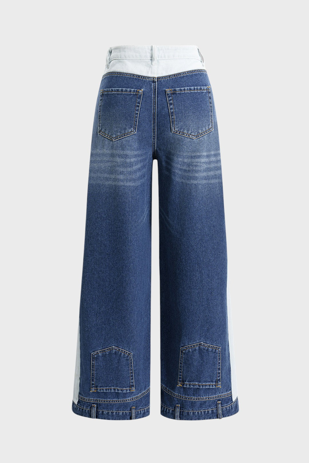 Dora - Calças de Ganga Desgastados com Detalhes Contrastantes