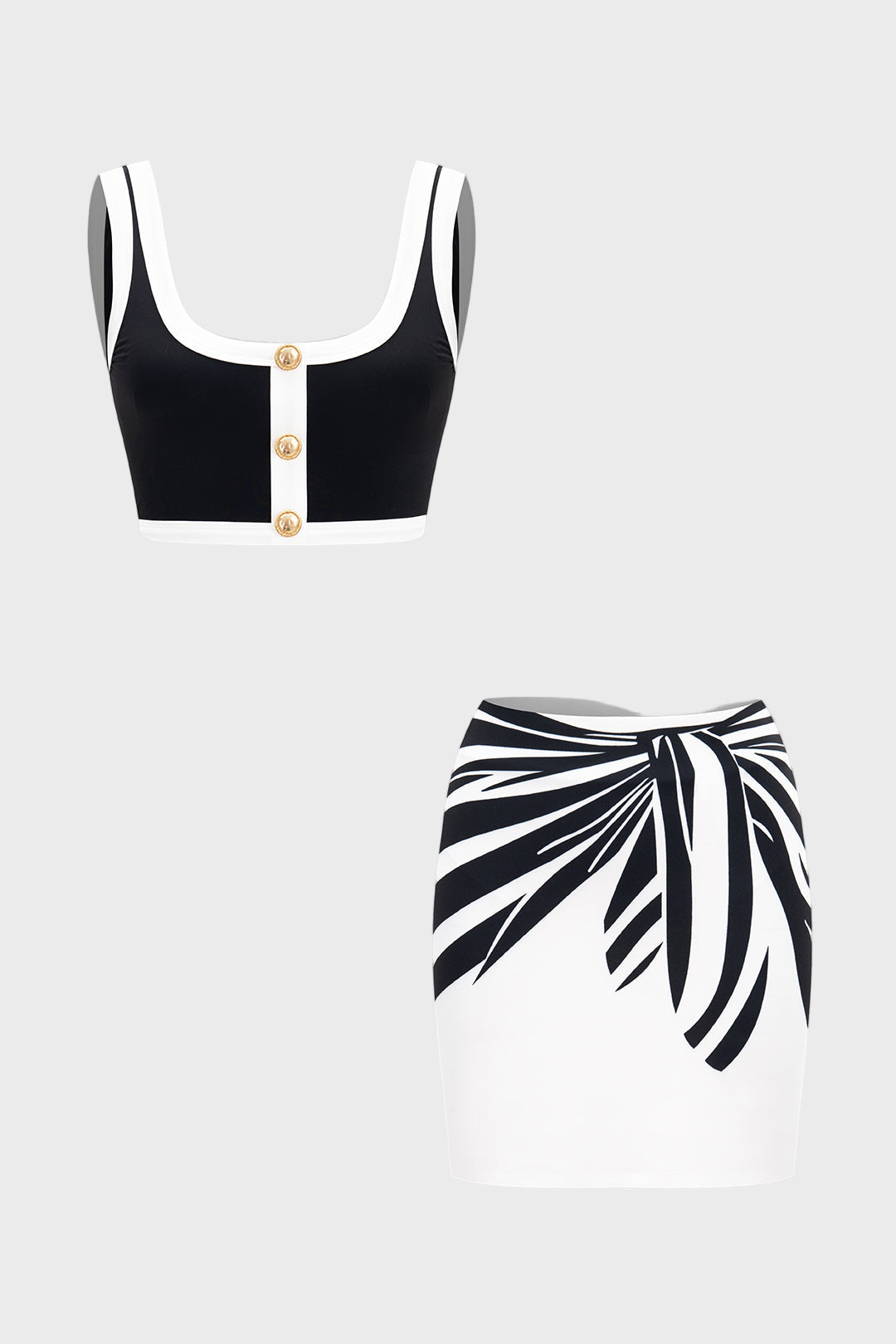 Rebeca - Conjunto Top Alças Retro & Saia com Atilho