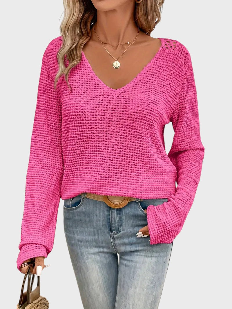 Angélica - Blusa Sofisticada com Decote em V