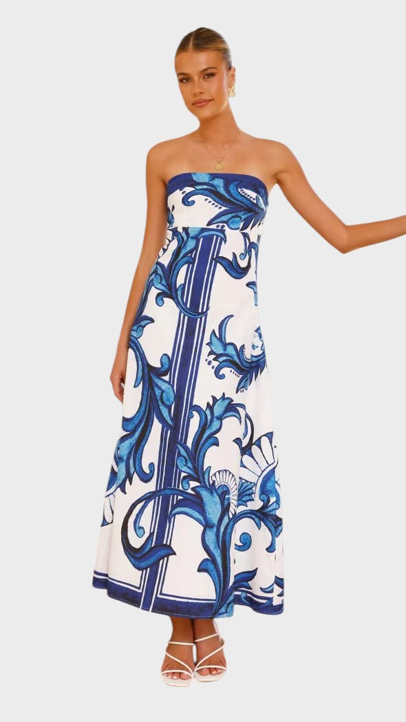 Iris - Vestido Longo Vintage Com Padrão