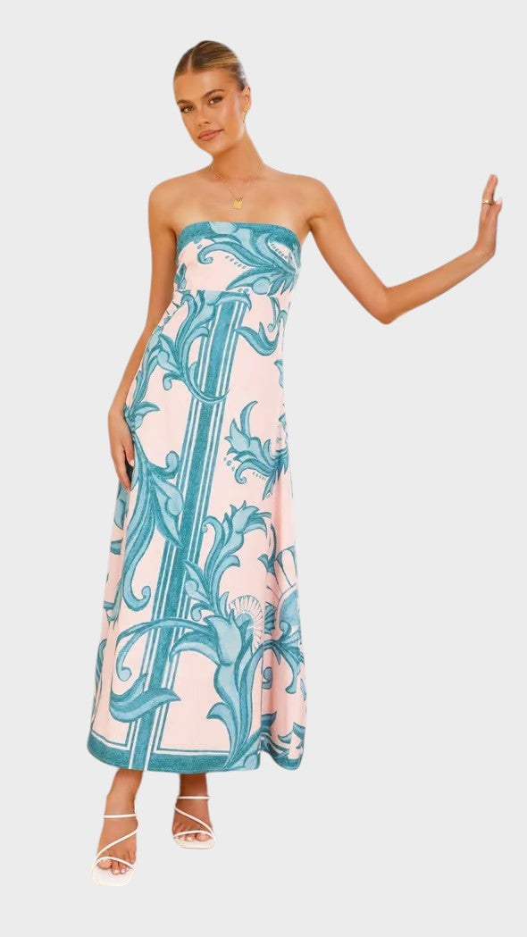 Iris - Vestido Longo Vintage Com Padrão