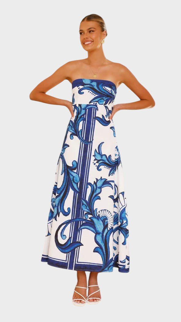 Iris - Vestido Longo Vintage Com Padrão