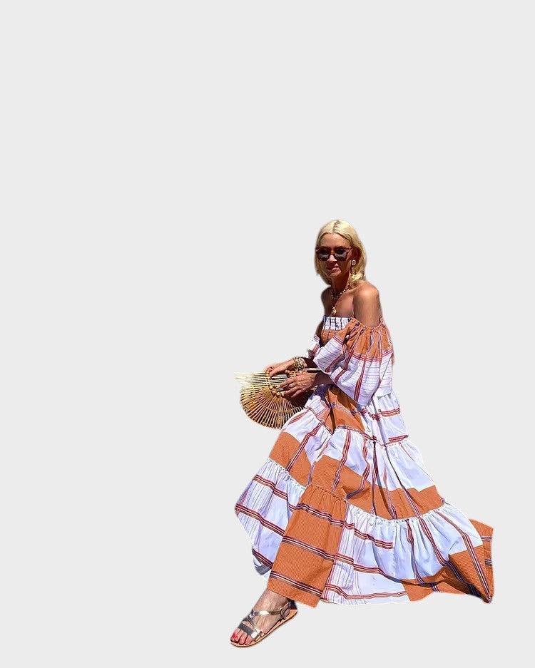 Neusa - Vestido Longo De Luxo Com Padrão Inspirado No México