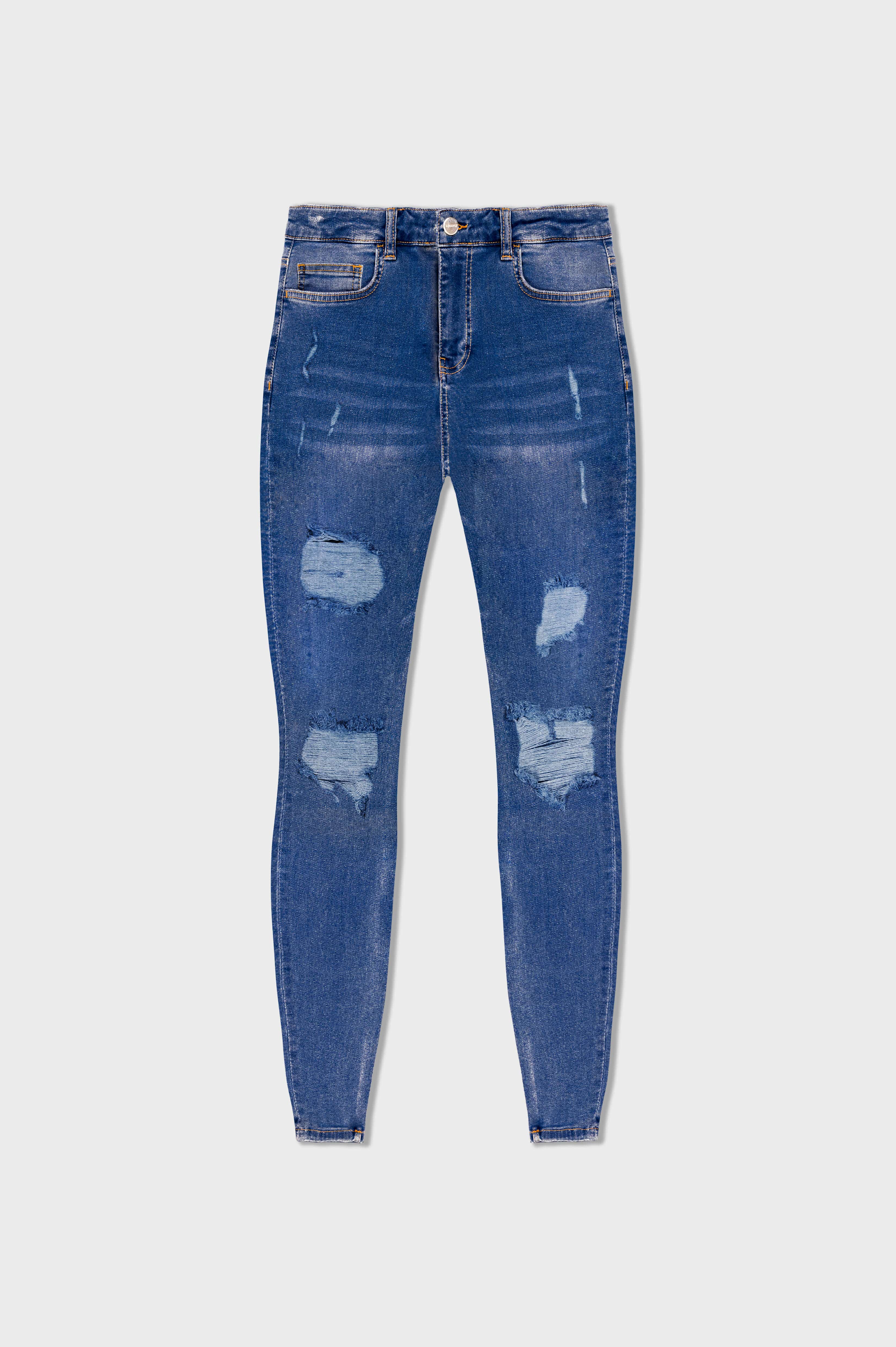 Gustavo - Calças Azuis com Detalhes Rasgados