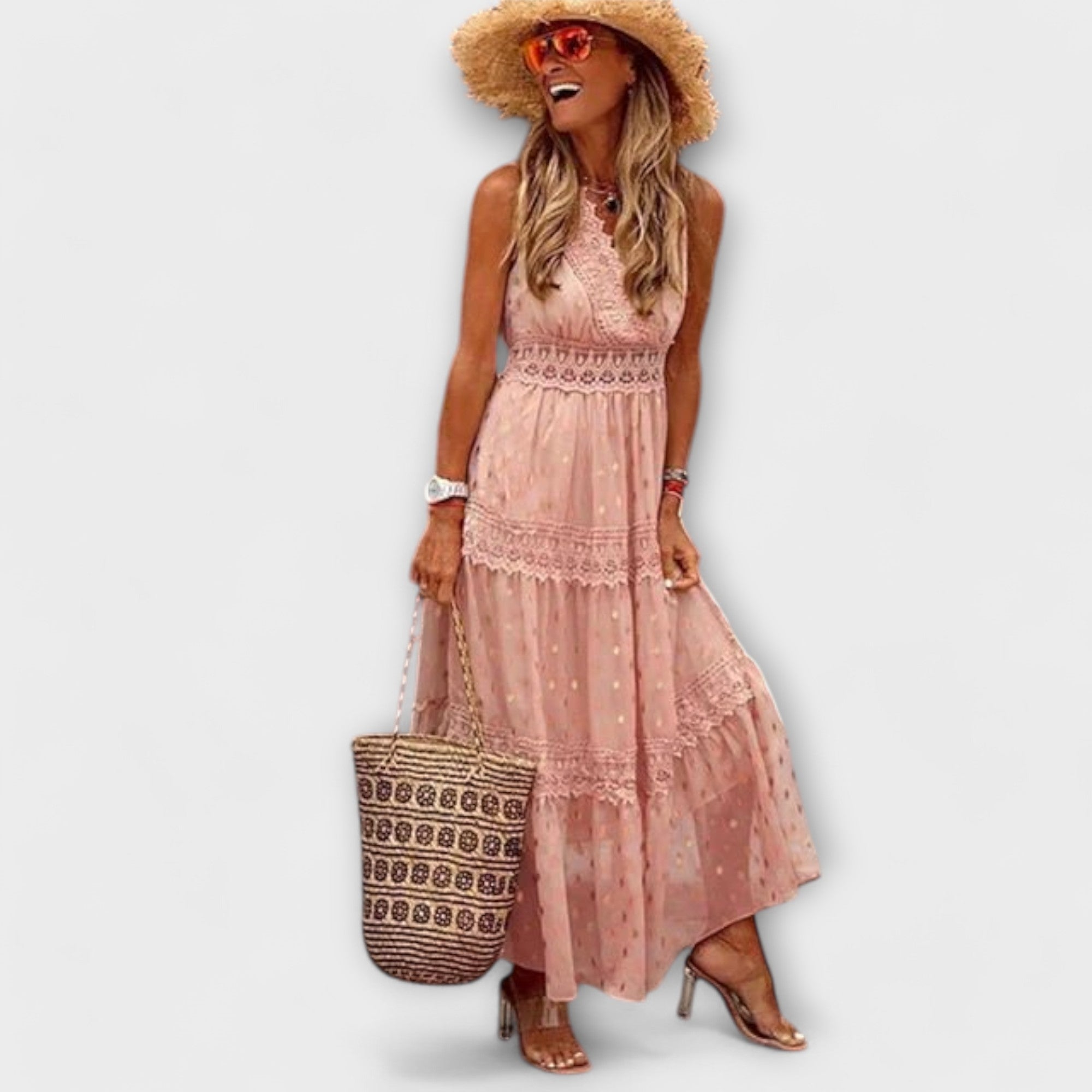 Lola - Vestido Longo Com Renda Boho