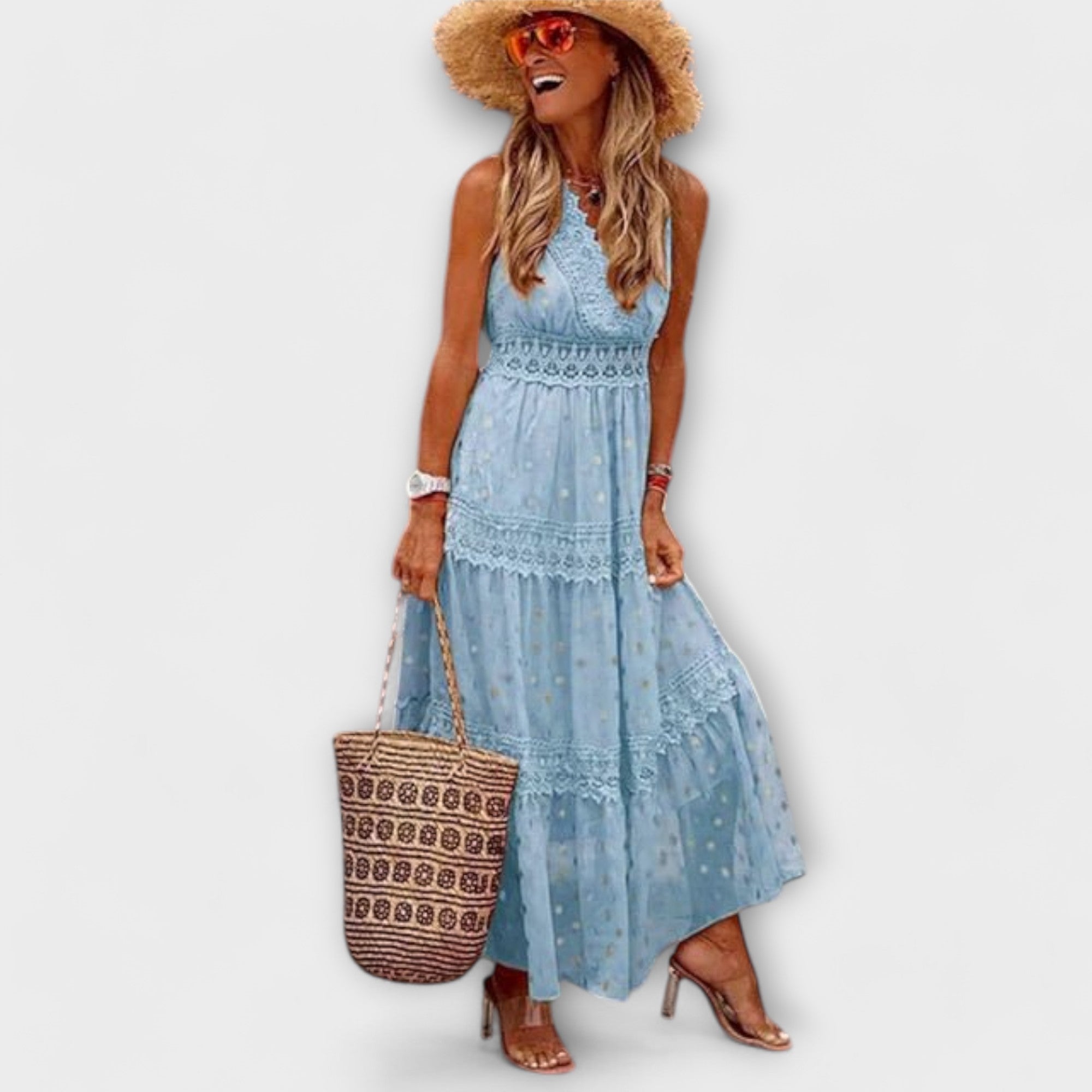 Lola - Vestido Longo Com Renda Boho