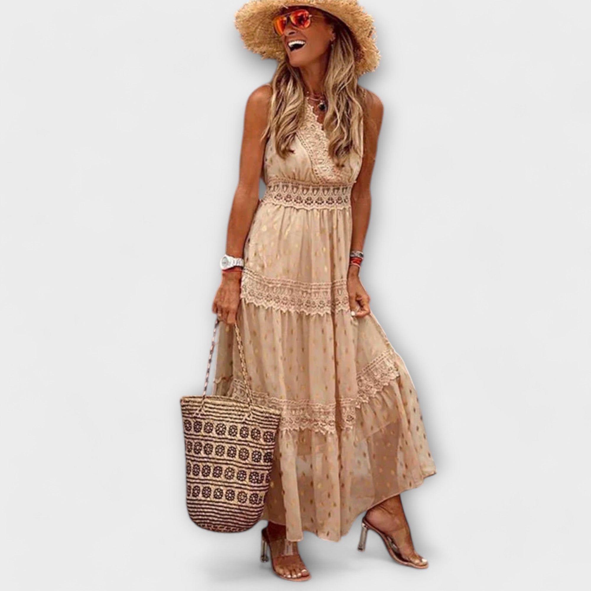 Lola - Vestido Longo Com Renda Boho