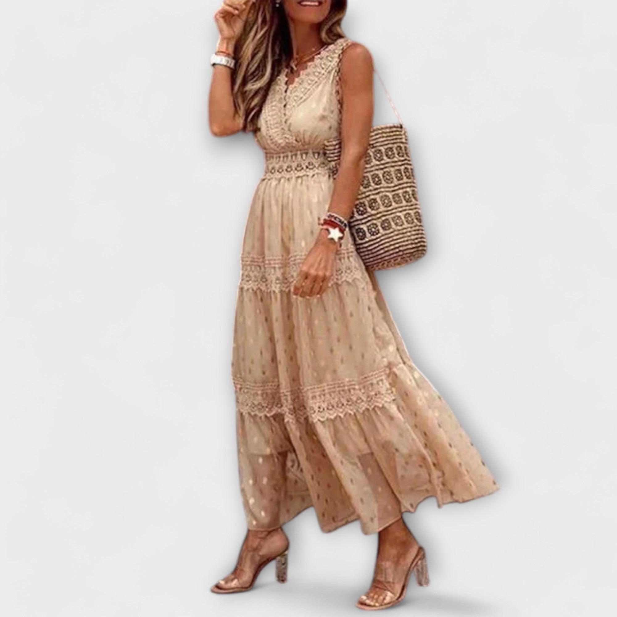 Lola - Vestido Longo Com Renda Boho