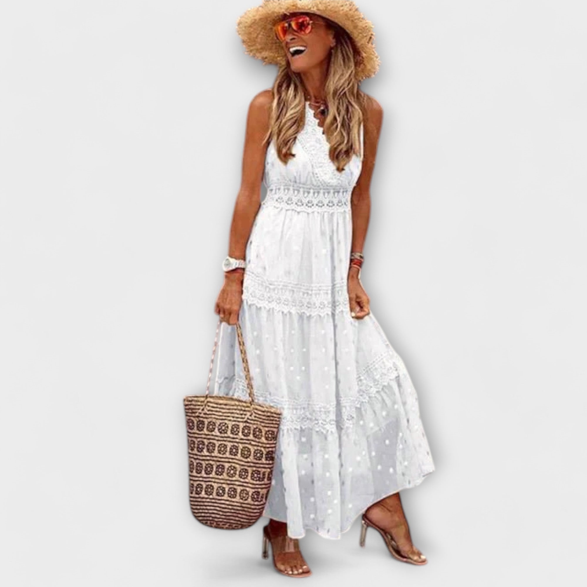 Lola - Vestido Longo Com Renda Boho