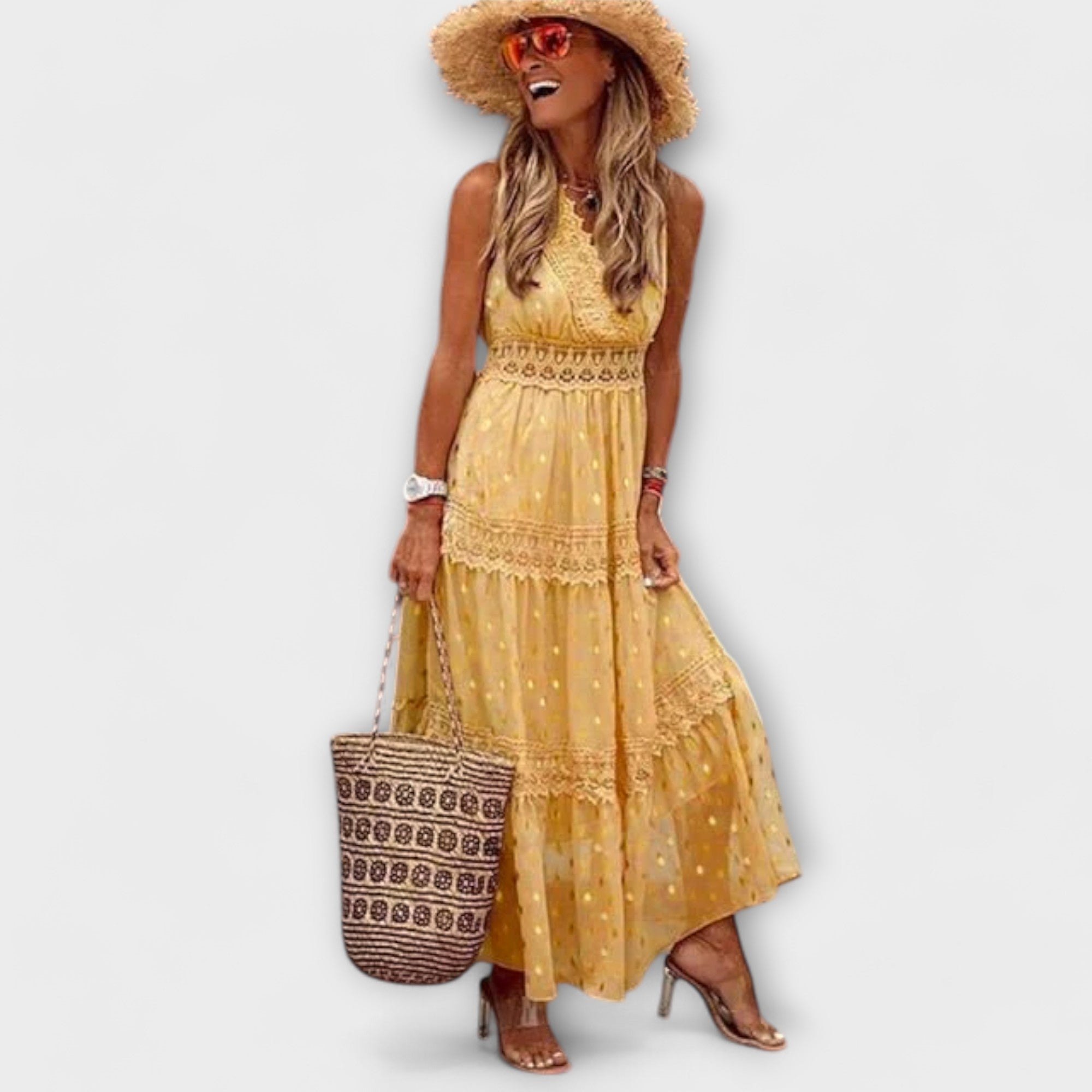 Lola - Vestido Longo Com Renda Boho