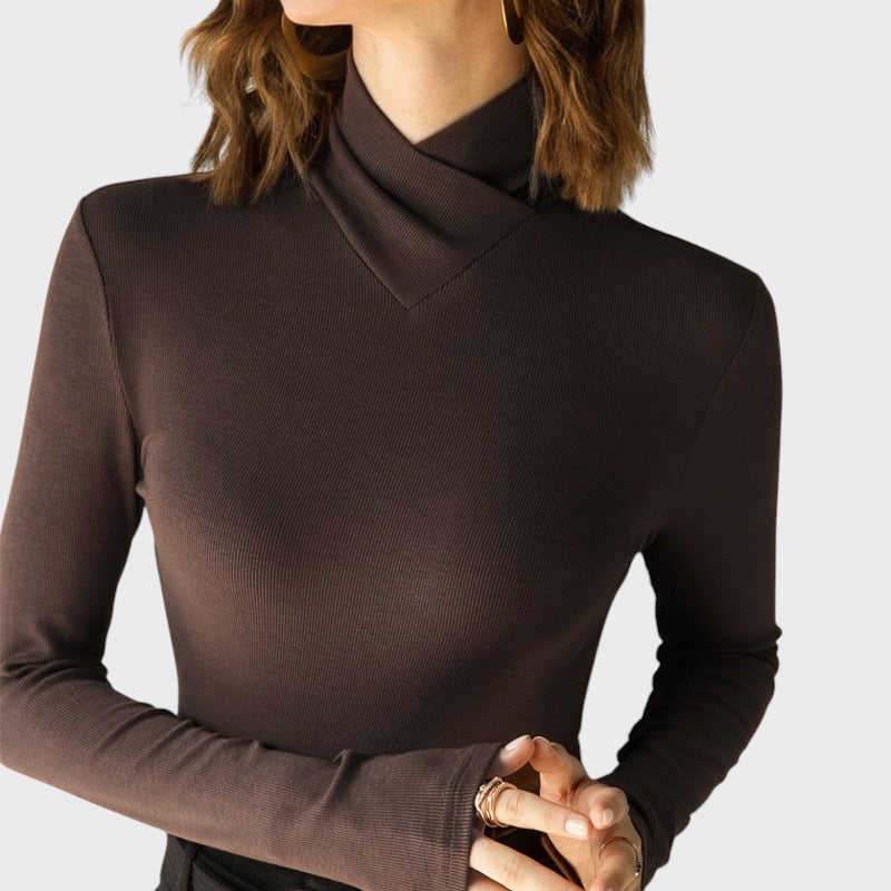 Ema - Blusa de Gola Alta com Design Cruzado